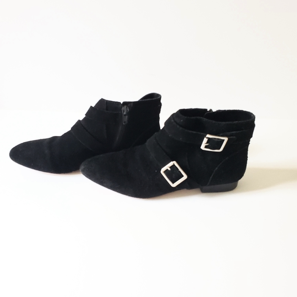 Sole Society Two Buckle Suede Ankle Bootie